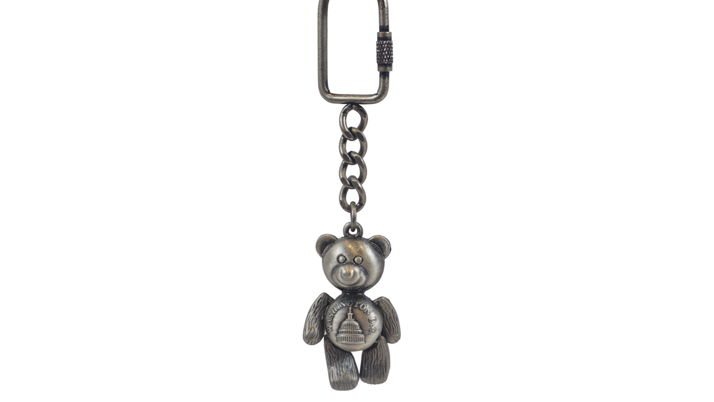 Washington D.C Teddy Bear Key Chain Silver – Abe\'s Gifts Washington DC