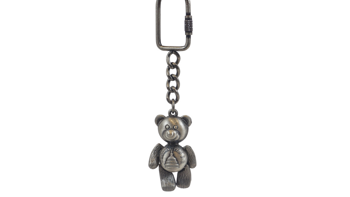 Washington D.C  Teddy Bear Key Chain Silver