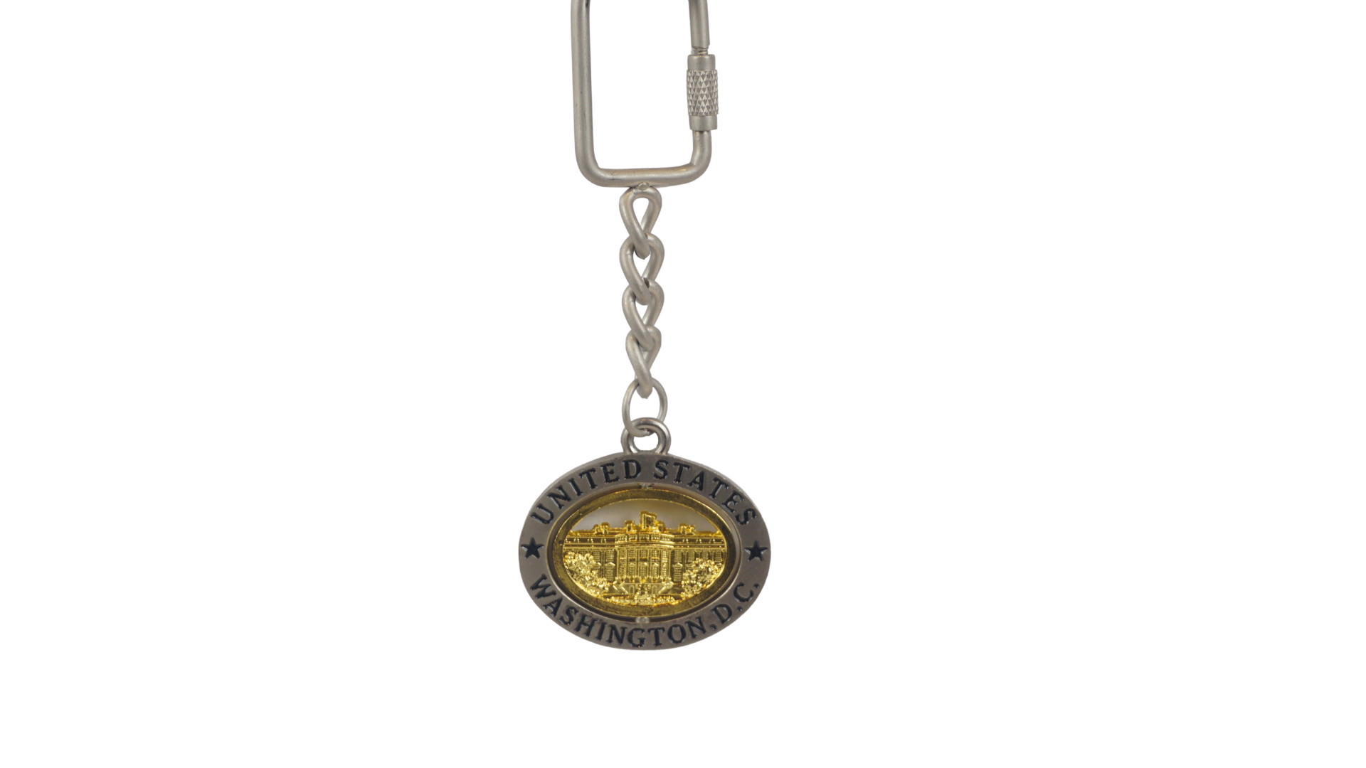 White House Oval Shaped Keychain - Silver