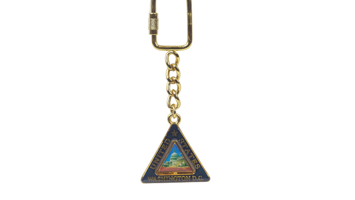 Washington D.C Capitol Key Chain Spinning Triangle Gold