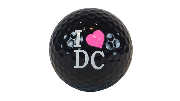 I Heart DC Black Golf Ball