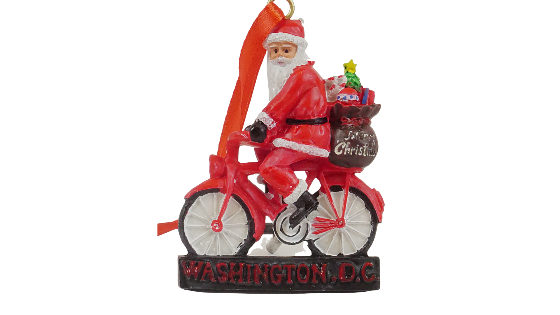 Santa Riding Bike Christmas Ornament